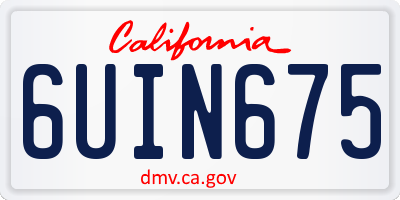 CA license plate 6UIN675