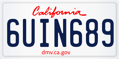 CA license plate 6UIN689