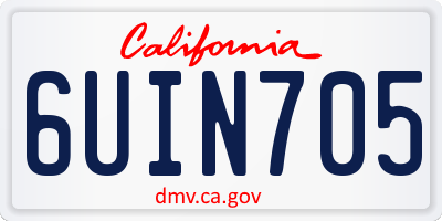 CA license plate 6UIN705