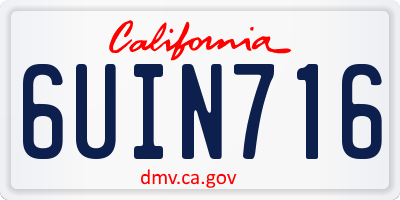 CA license plate 6UIN716