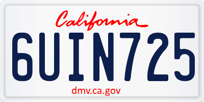 CA license plate 6UIN725