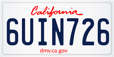 CA license plate 6UIN726