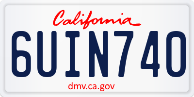 CA license plate 6UIN740