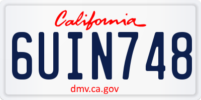 CA license plate 6UIN748