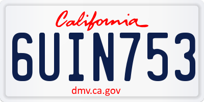 CA license plate 6UIN753