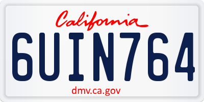 CA license plate 6UIN764