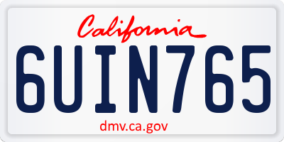 CA license plate 6UIN765