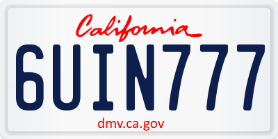 CA license plate 6UIN777