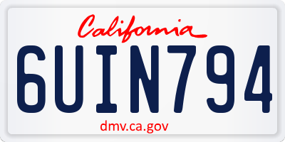 CA license plate 6UIN794
