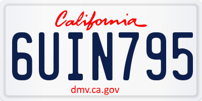 CA license plate 6UIN795