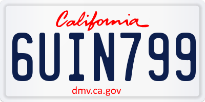 CA license plate 6UIN799