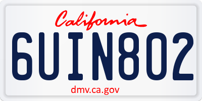 CA license plate 6UIN802