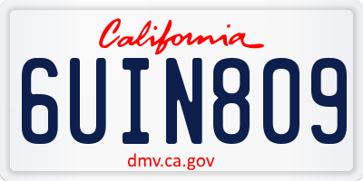 CA license plate 6UIN809