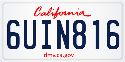 CA license plate 6UIN816