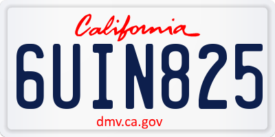 CA license plate 6UIN825