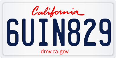 CA license plate 6UIN829