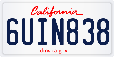 CA license plate 6UIN838