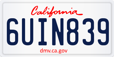 CA license plate 6UIN839
