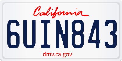 CA license plate 6UIN843