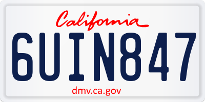 CA license plate 6UIN847