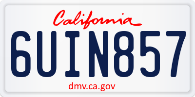 CA license plate 6UIN857