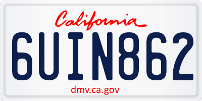 CA license plate 6UIN862