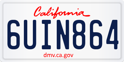 CA license plate 6UIN864