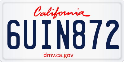 CA license plate 6UIN872