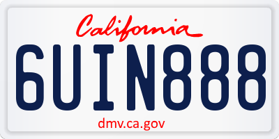 CA license plate 6UIN888