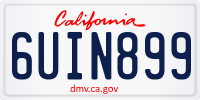 CA license plate 6UIN899