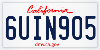 CA license plate 6UIN905
