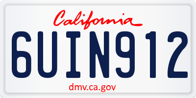CA license plate 6UIN912
