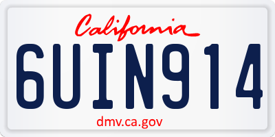 CA license plate 6UIN914