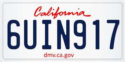CA license plate 6UIN917
