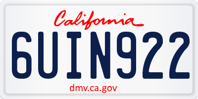 CA license plate 6UIN922