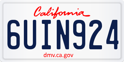 CA license plate 6UIN924
