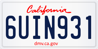 CA license plate 6UIN931