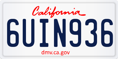 CA license plate 6UIN936