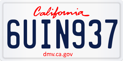 CA license plate 6UIN937