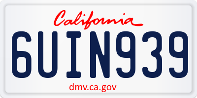 CA license plate 6UIN939