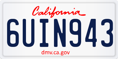 CA license plate 6UIN943