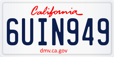 CA license plate 6UIN949