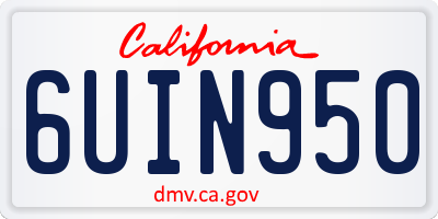 CA license plate 6UIN950
