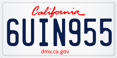 CA license plate 6UIN955