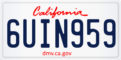 CA license plate 6UIN959