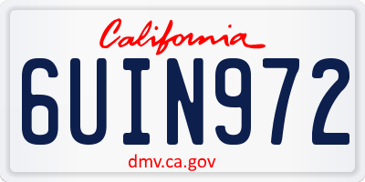 CA license plate 6UIN972