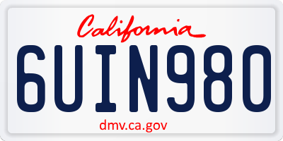 CA license plate 6UIN980