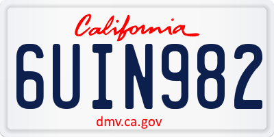 CA license plate 6UIN982