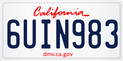 CA license plate 6UIN983