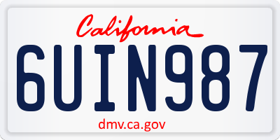 CA license plate 6UIN987